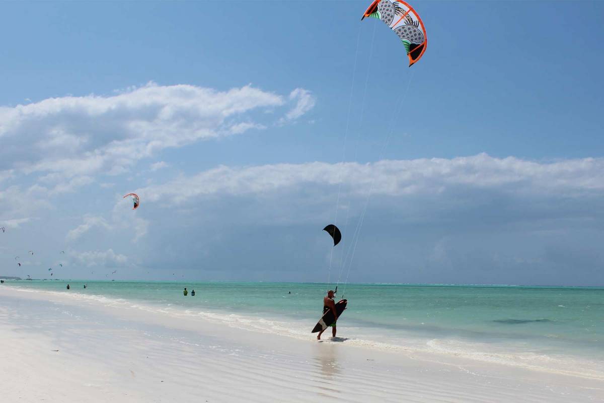 Zanzibar White Sand Kite-Surfing at the Beach