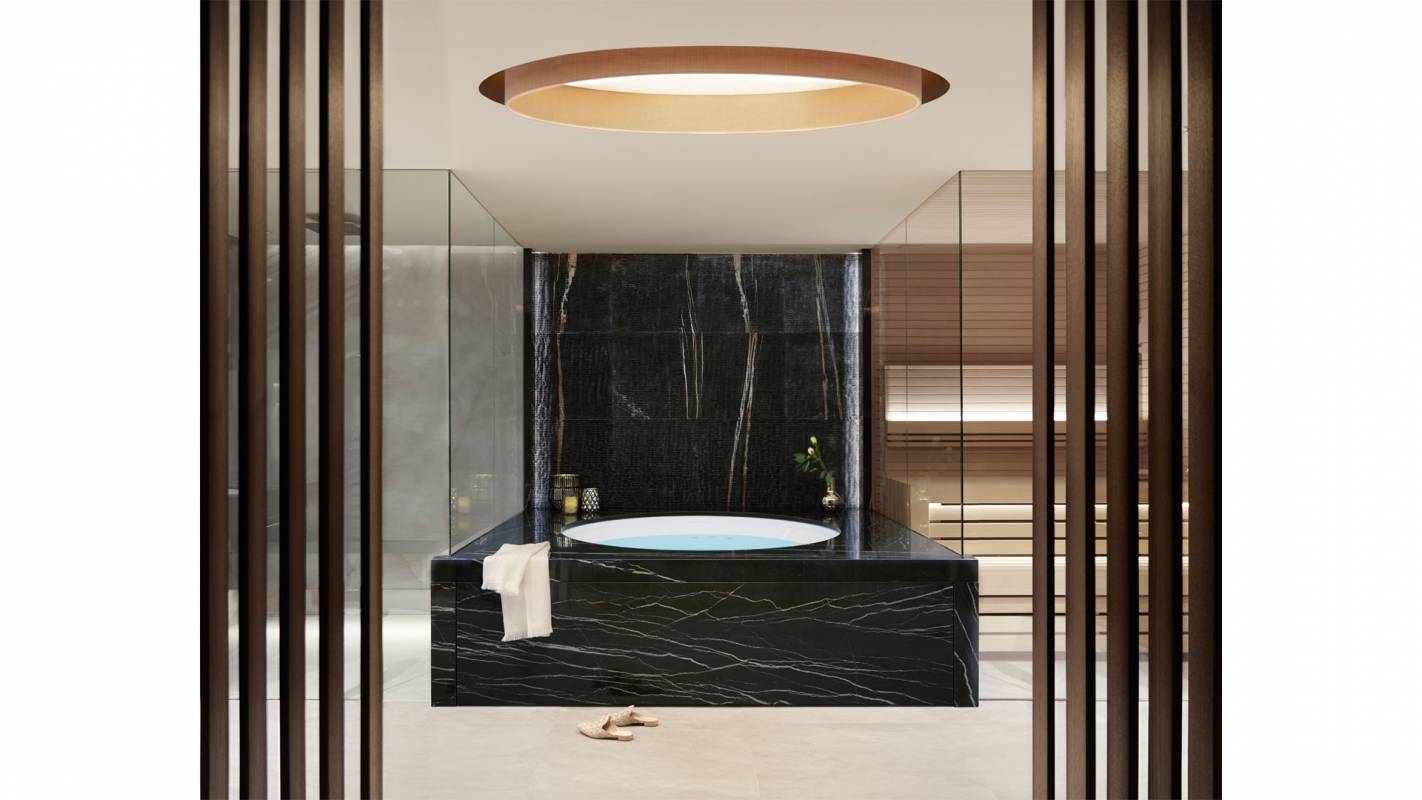 exclusive marble bathroom with sauna