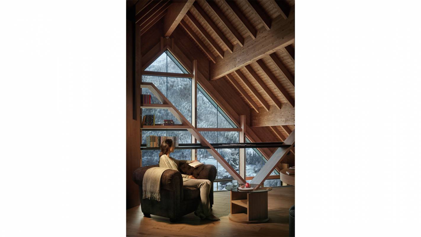Library with view of the Dolomites